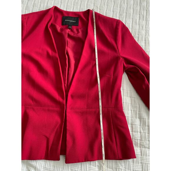 Banana Republic Red Blazer Holidays Zip Sleeves SZ 4 Corporate Goth Office Work - Picture 7 of 8
